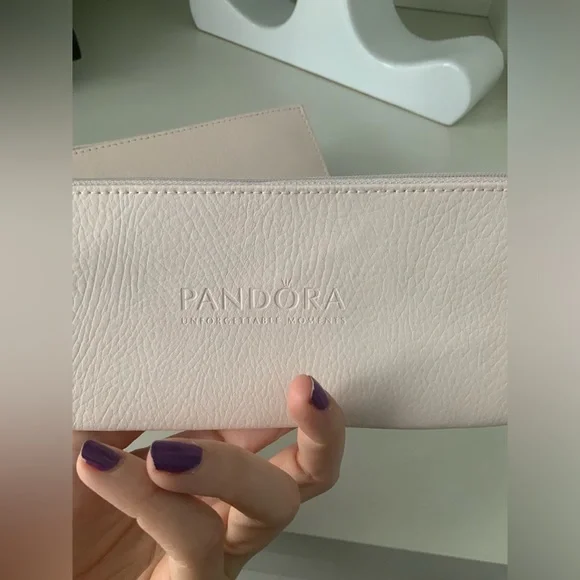 PANDORA Unforgettable Moments Pink Travel Jewelry Case Organizer Clutch Leather - Picture 15 of 16